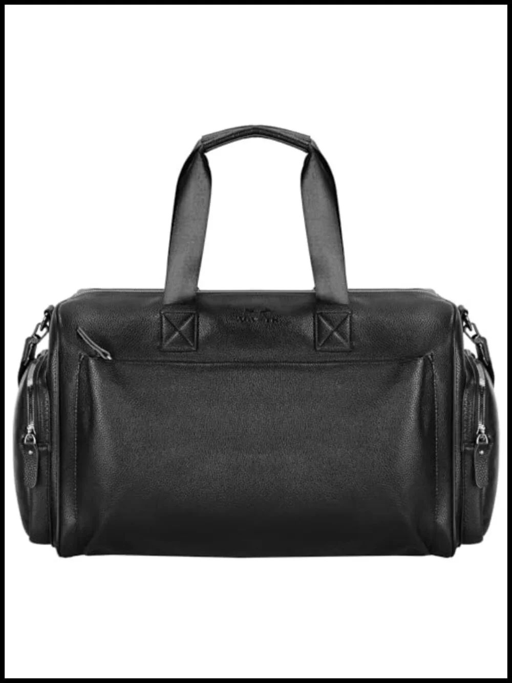 Vegan Leather Travel Duffel Bag with Laptop Compartment, Carry On Weekender